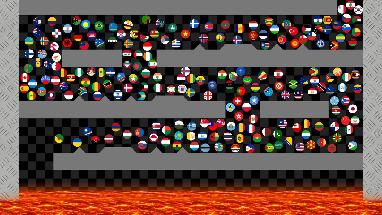 Escape From The Lava #15 - Countries Marble Race in Algodoo