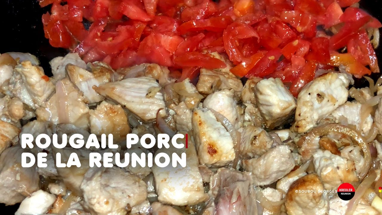 La recette d'aujourd'hui c'est : porc en rougail, (rogail) ou cari la viande cochon!