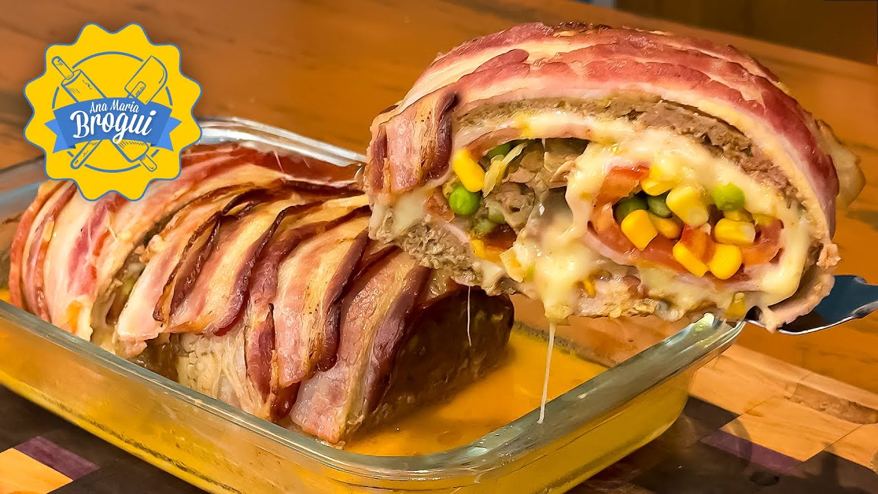 COMO FAZER ROCAMBOLE DE CARNE EXPLOSÃO DE BACON RECHEADO | SUCULENTO E SABOROSO | Ana Maria Brogui