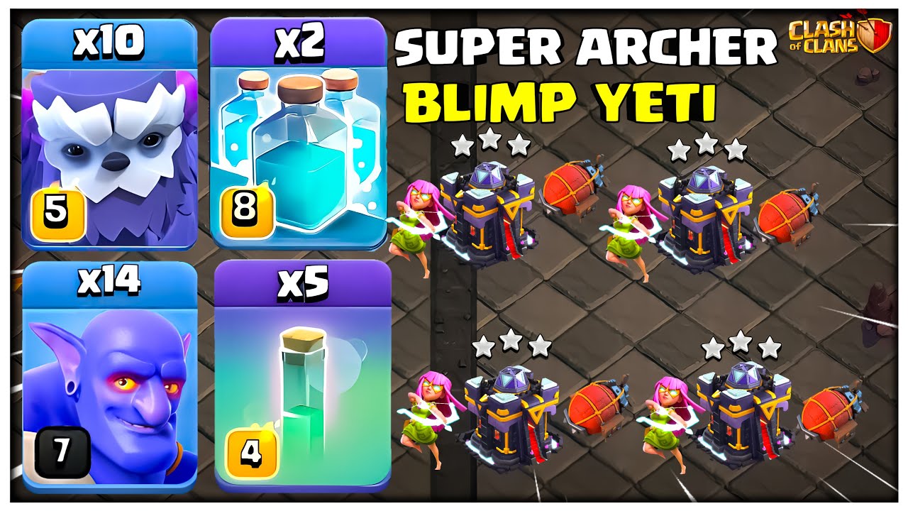 Try it Once! Th15 Super Archer Blimp Yeti Bowler Attack Strategy | Best TH15 Attack - Coc