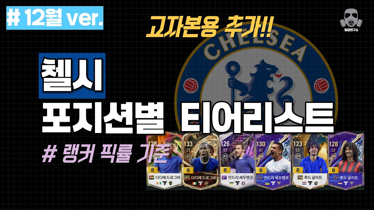 12월) 첼시 스쿼드 파워랭킹 포지션별 티어리스트 +고자본용 추가!!  |  FC온라인 피파온라인4