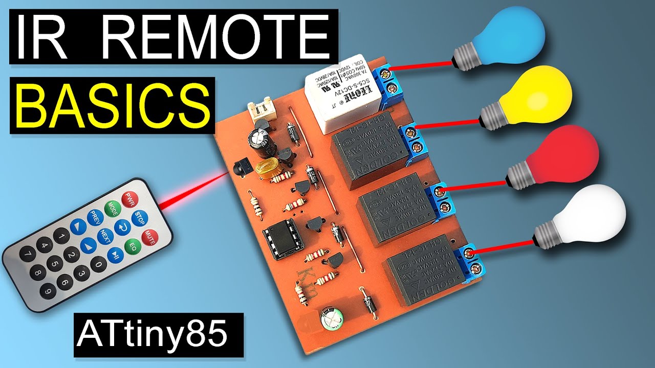 Make ATtiny85 IR Remote Control Device Using Relay Module | Learn AVR Microcontroller Programming