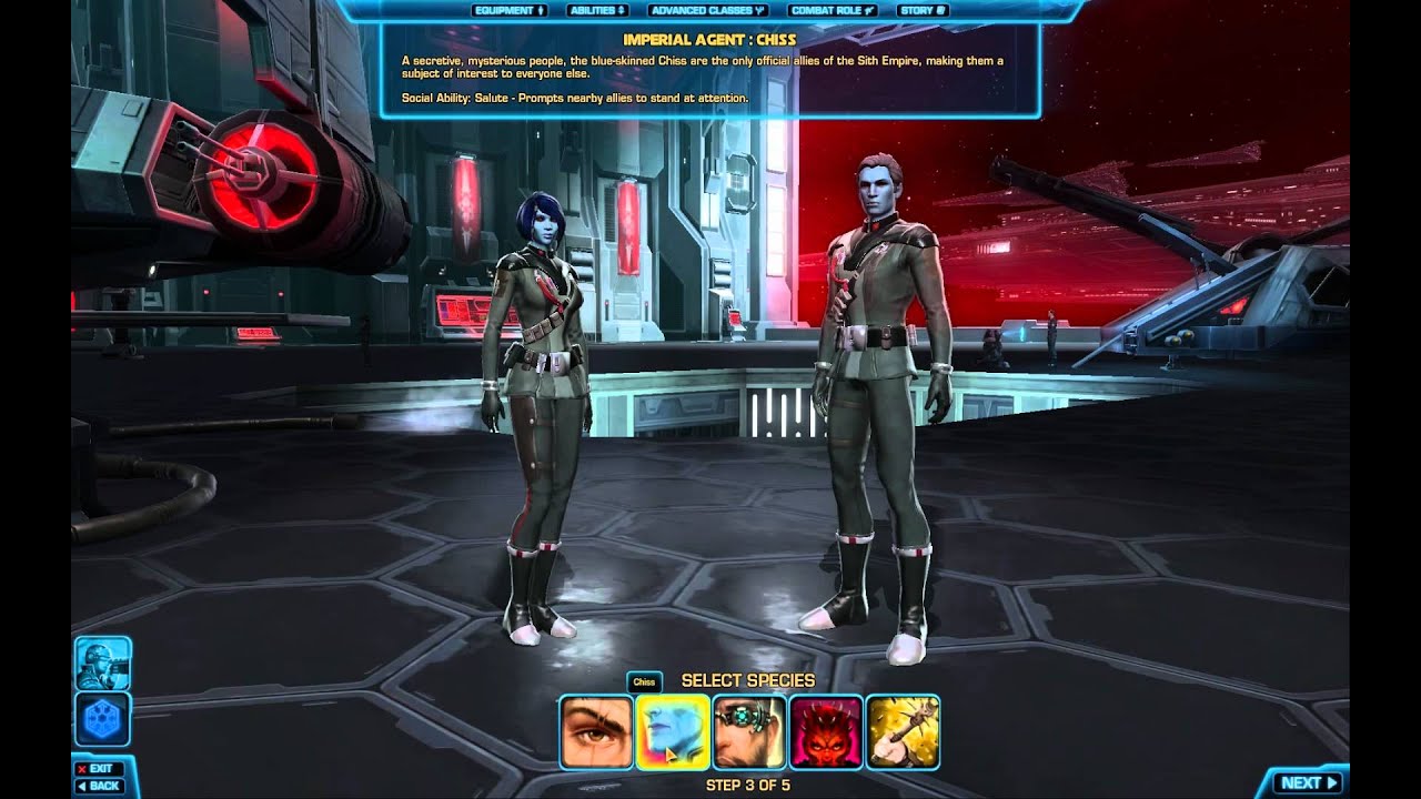 STAR WARS - The Old Republic [BETA ] - Character Creation - Sith Empire (Class/Species combo)