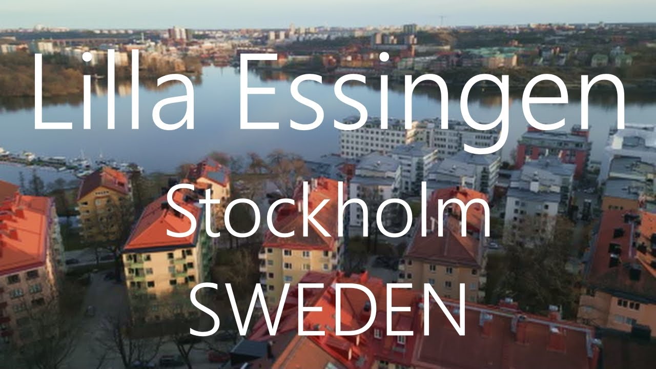 Lilla Essingen, Stockholm, Sweden - aerial view 4K