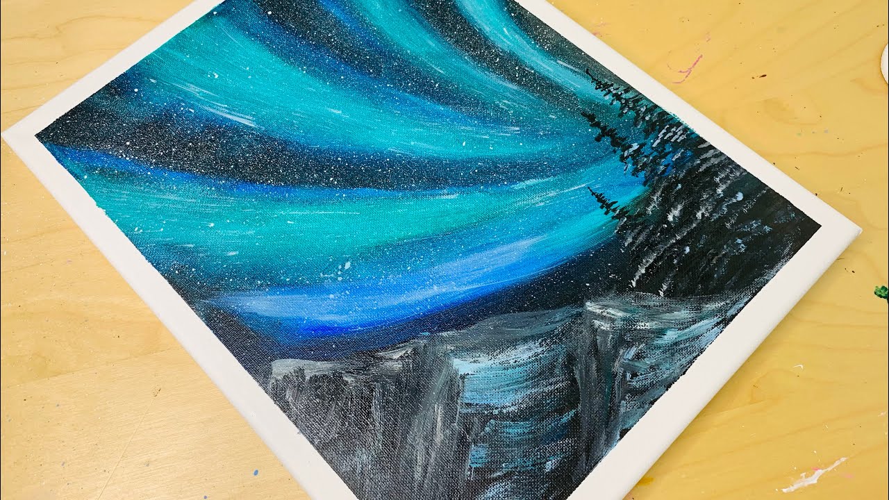 Easy acrylic aurora painting for beginners l Northern Lights Aurora painting l Varsha Fine Art