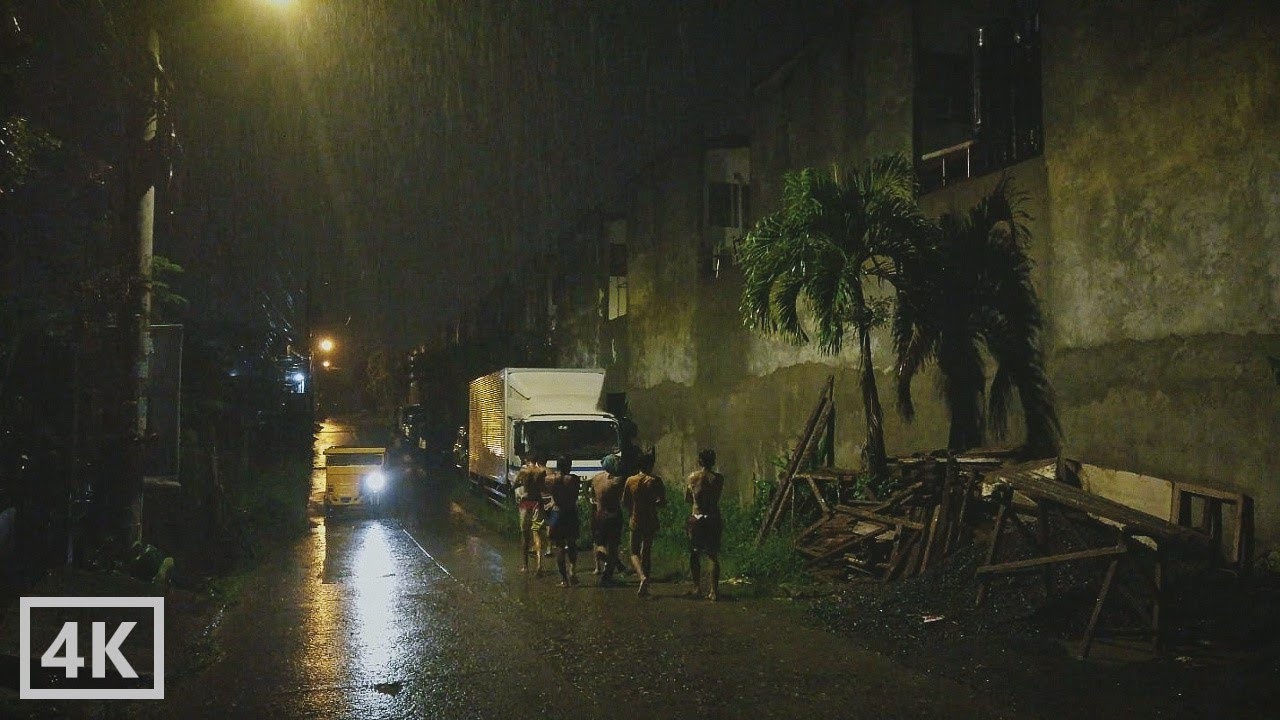 Walking in Thunderstorm with Lightning│ASMR Binaural Heavy Rain Sounds for Sleep and Study