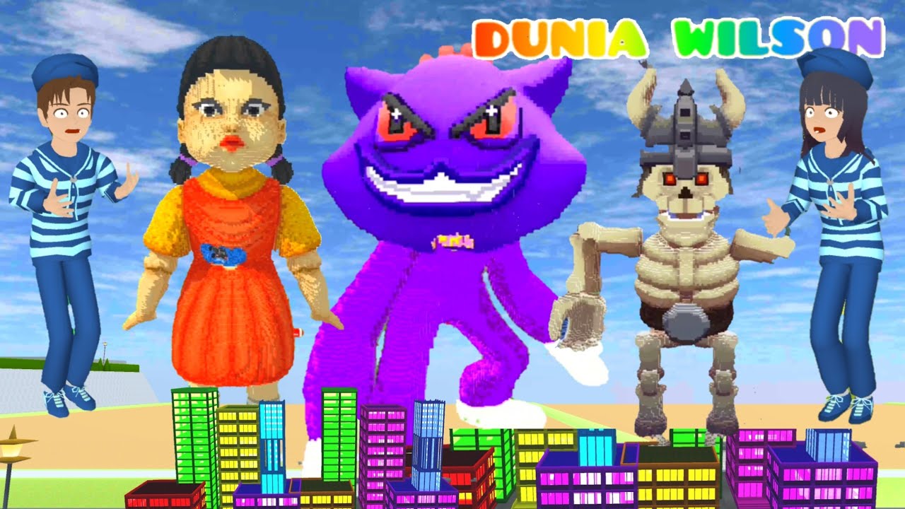 Yuta Mio VS TITAN Raksasa Skeleton Catnap Squid Game 🥳🥸 Monster Demolition Giant 3D Full Movie