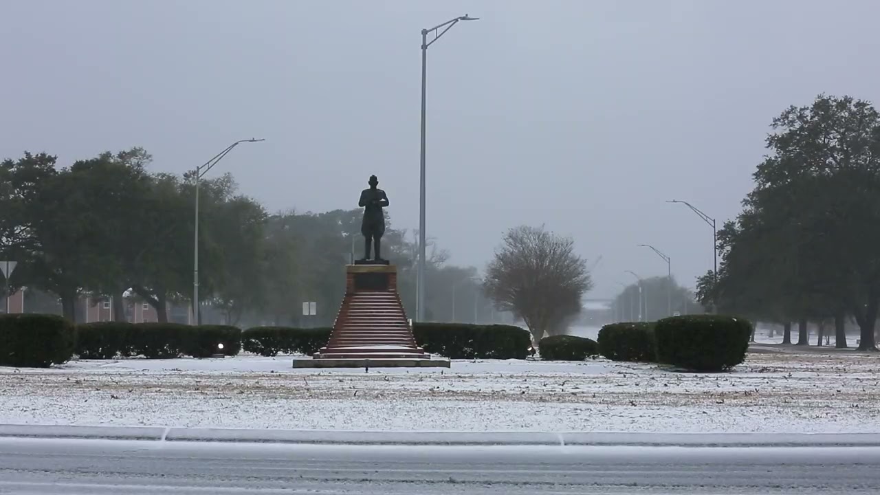 B-Roll: Snowfall blankets Camp Lejeune