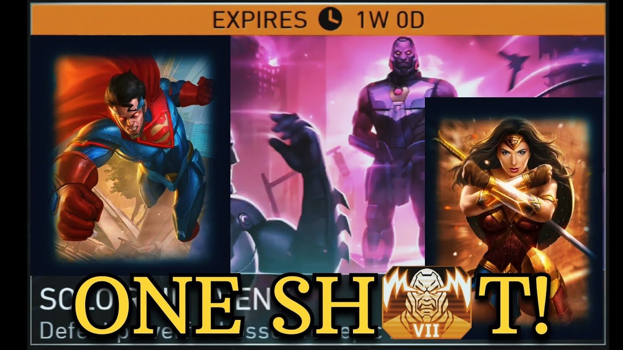 ONE SHOT!🔥 Boss Wonder Woman & Superman H7 Dawn of Apokolips Solo Raid Injustice 2 Mobile Gameplay