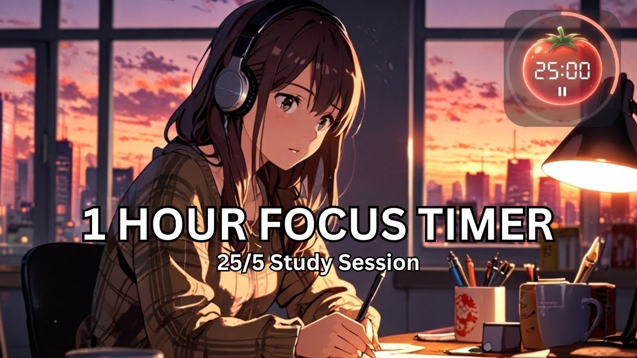 🎧 1 HOUR FOCUS TIMER (25/5) | Deep Study Session Music for Flow