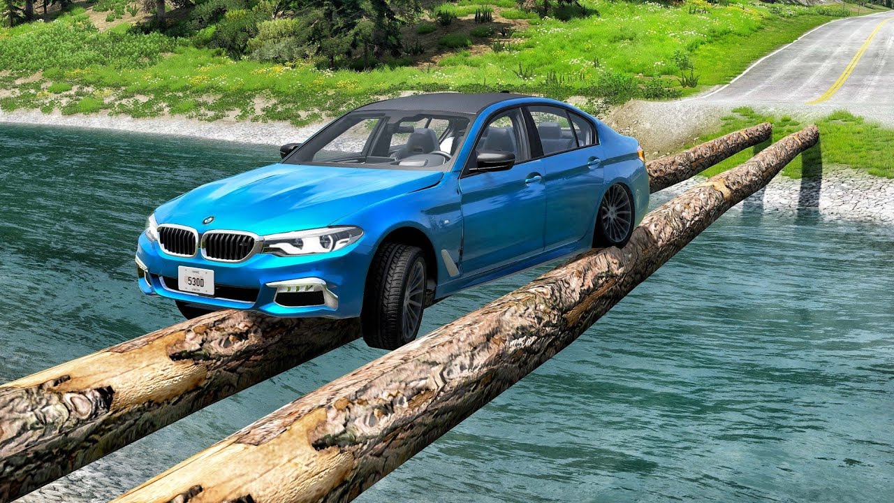 Cars vs Impossible Log Bridge 😱 BeamNG.Drive