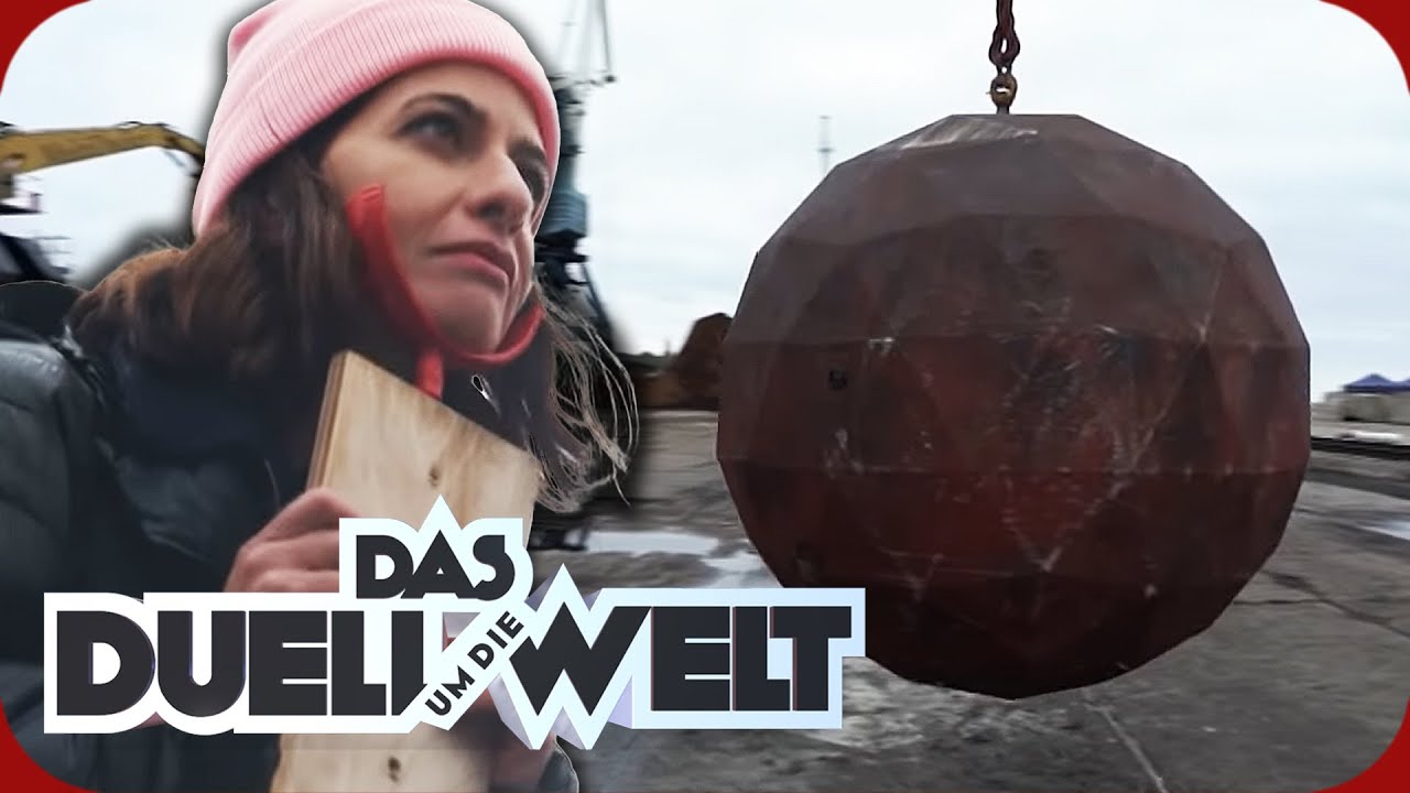 Gr&ouml;&szlig;te Mutprobe der Welt. Linda Zervakis k&auml;mpft gegen Abrisskugel | Duell um die Welt | ProSieben