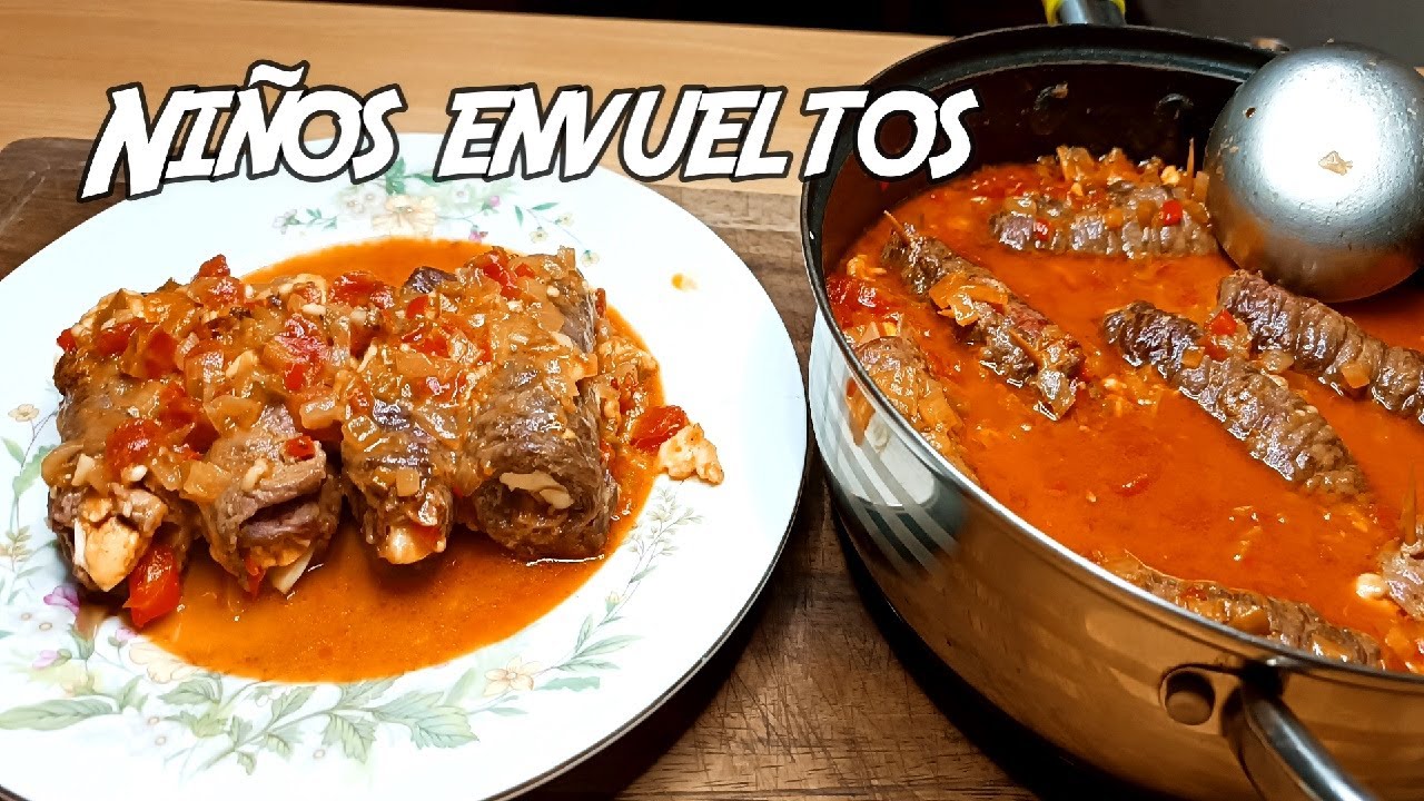 Niños envueltos. Rollitos de carne. Arrollados de Res. Carne rellena. Carne mechada. Ternera rellena