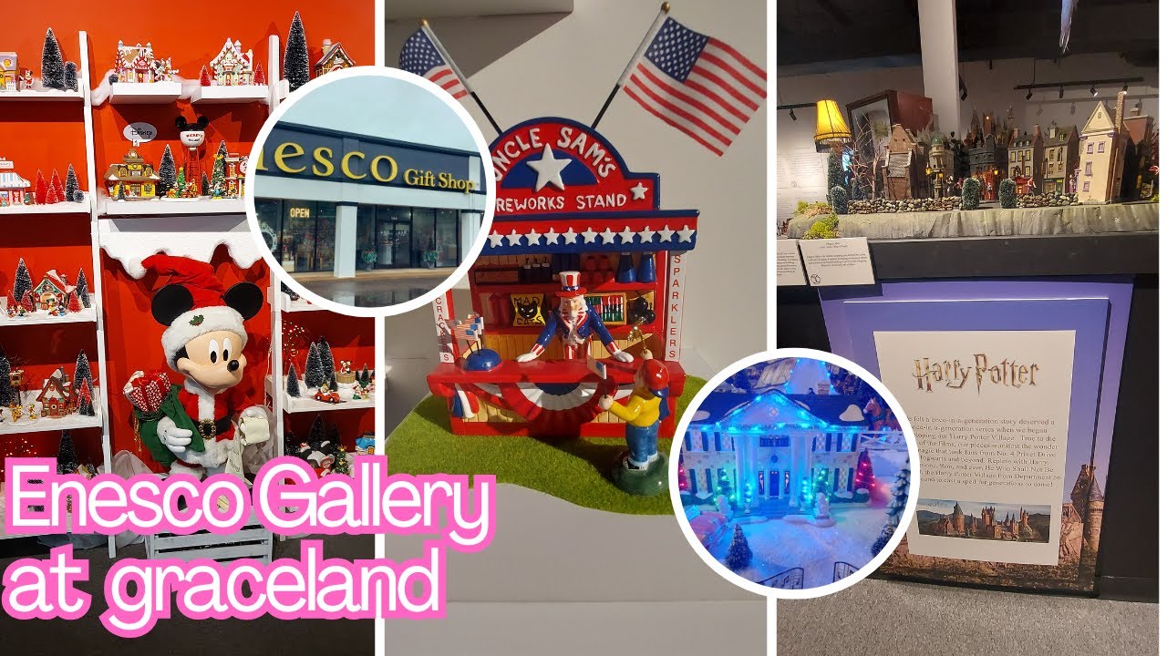 GRACELAND MORNING WALK TO MEDITATION GARDEN ELVIS PRESLEY & ENESCO CHRISTMAS SNOW VILLAGE GALLERY