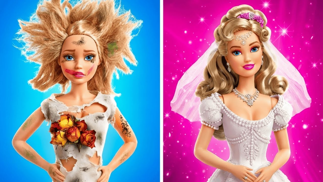 EPIC DOLL Wedding Makeover 💍 Makeup and Clothes Hacks for my Doll