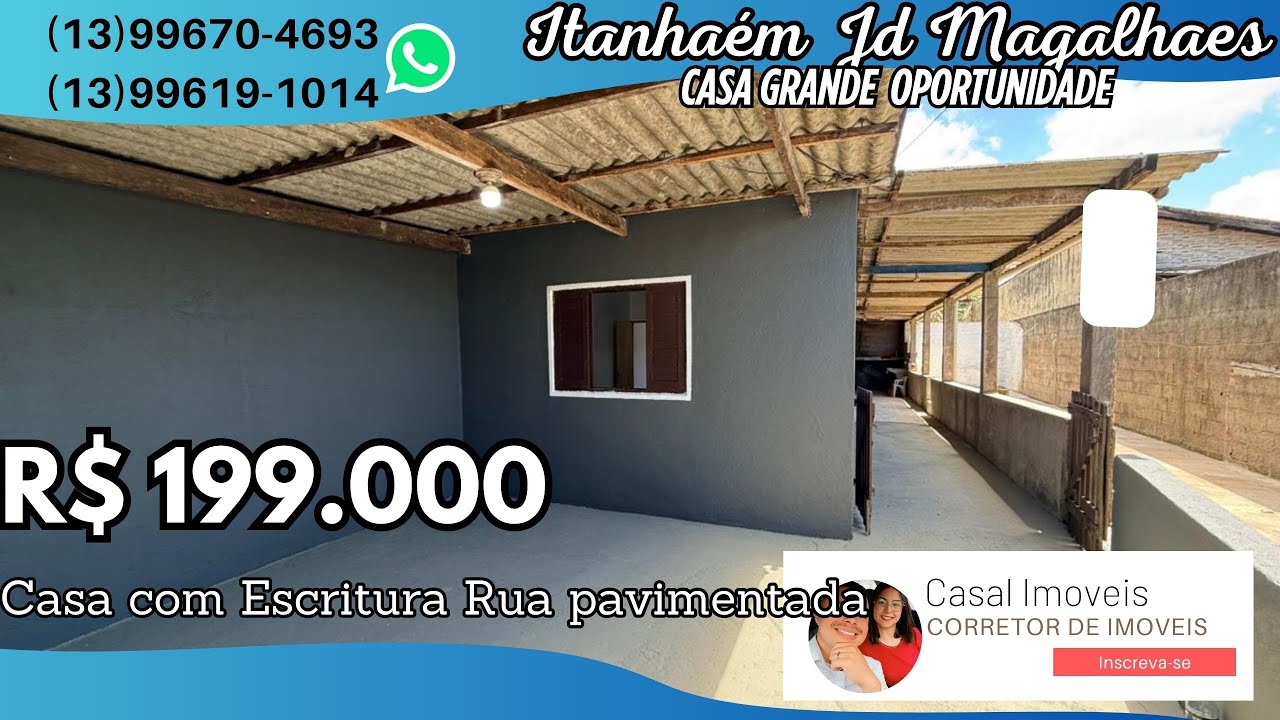 CASA A VENDA MUITO ESPAÇOSA ITANHAÉM BAIRRO JD MAGALHÃES OPORTUNIDADE