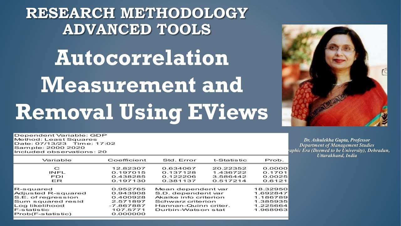 Autocorrelation Measurement and Removal Using EViews(regression)(eviews)(autocorrelation)(variable)