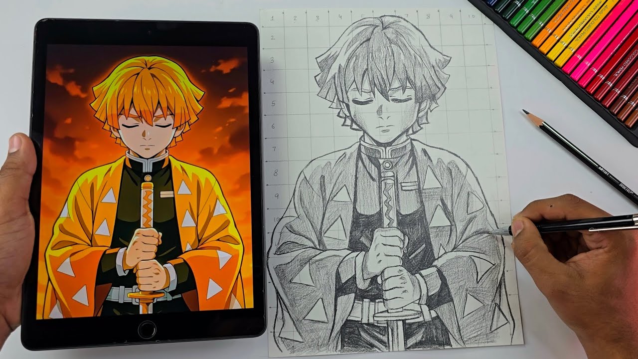 How To Draw Zenitsu Agatsuma Drawing, Demon Slayer Anime Drawing Step By Step (Outline Tutorial)