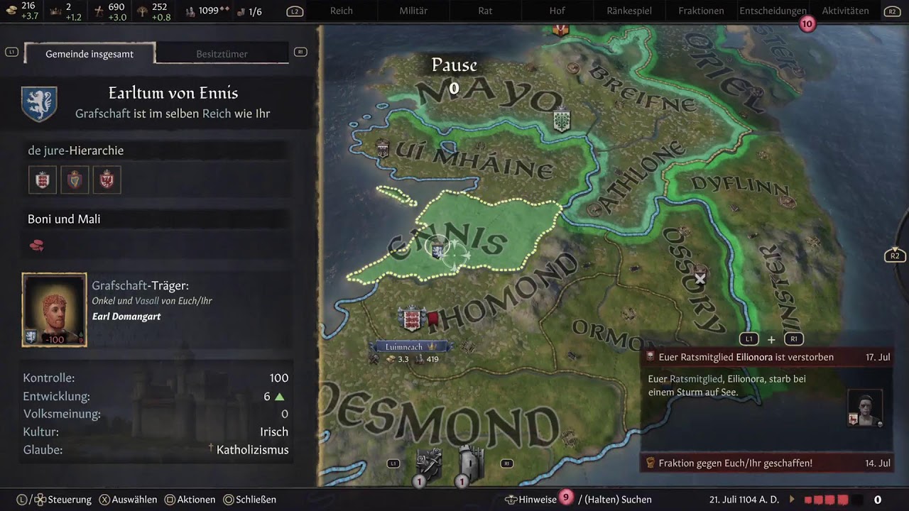 Herrschen und Besiegen in Crusader Kings 3 auf der PS5 Pro [german] [MicMuted]
