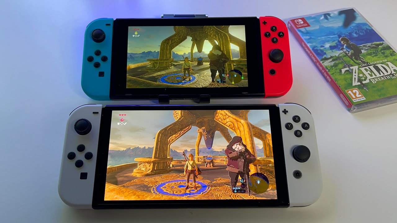 Nintendo Switch OLED vs Switch V2 comparison | review gameplay Zelda