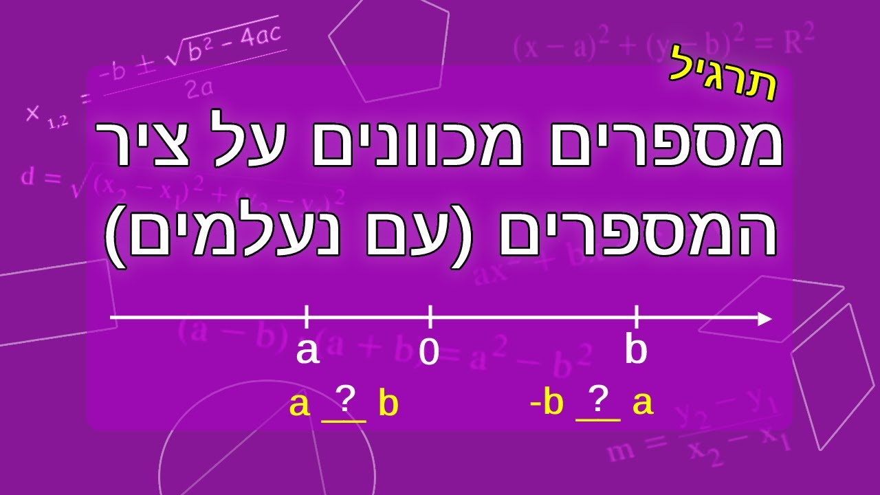 מספרים מכוונים על ציר המספרים עם נעלמים - תרגיל - כיתה ז