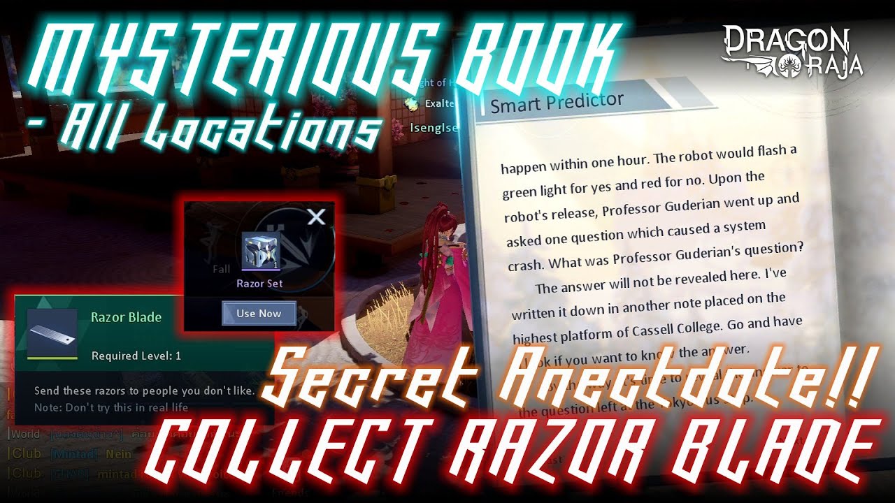 Dragon Raja SEA - Secret Anecdote Mysterious Book & How To Collect Razor Blade!