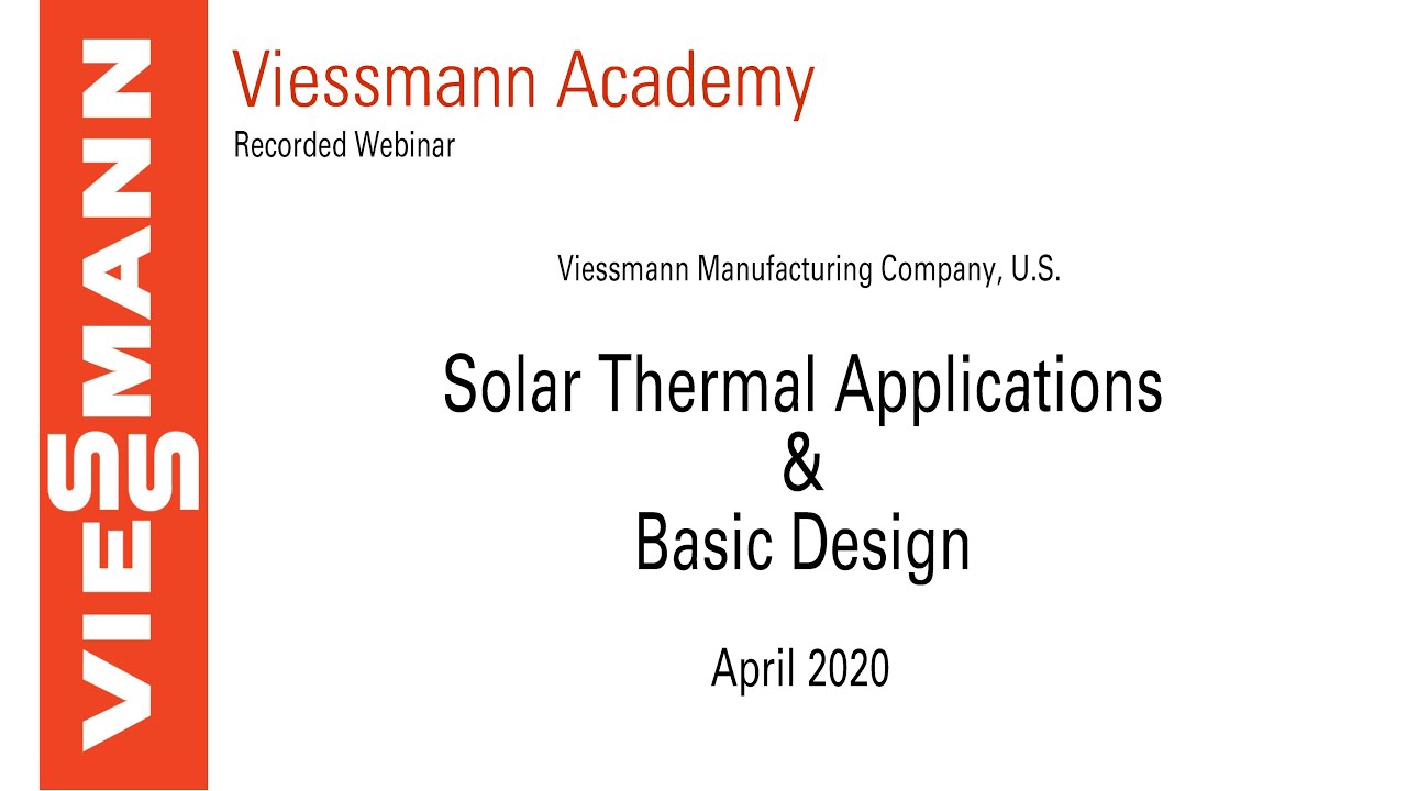 Solar Thermal Applications & Basic Design Webinar - April 2020
