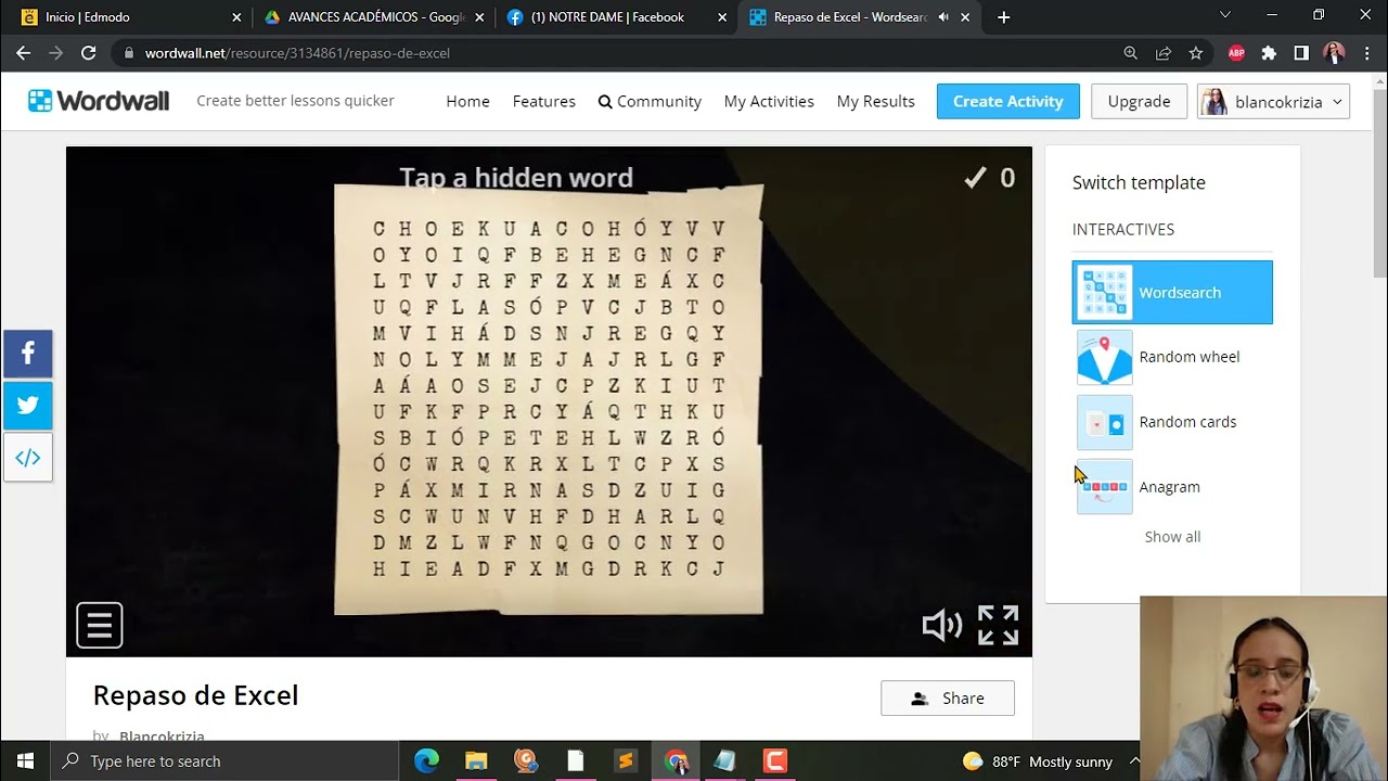 Crear una sopa de letras en WordWall