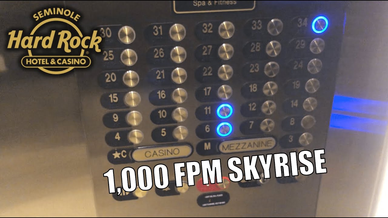 НОВЫЕ лифты Otis Skyrise 2019 года — отель Guitar в отеле Seminole Hard Rock в Голливуде, Флорида