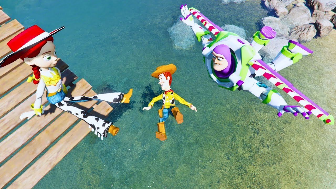 GTA 5 Buzz Lightyear vs Woody & Jessie Ragdolls/Fails [Toy Story]