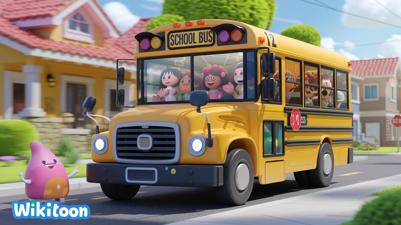 Wheels on the Bus, Fun and interactive Sing Along, 3D animation for kids