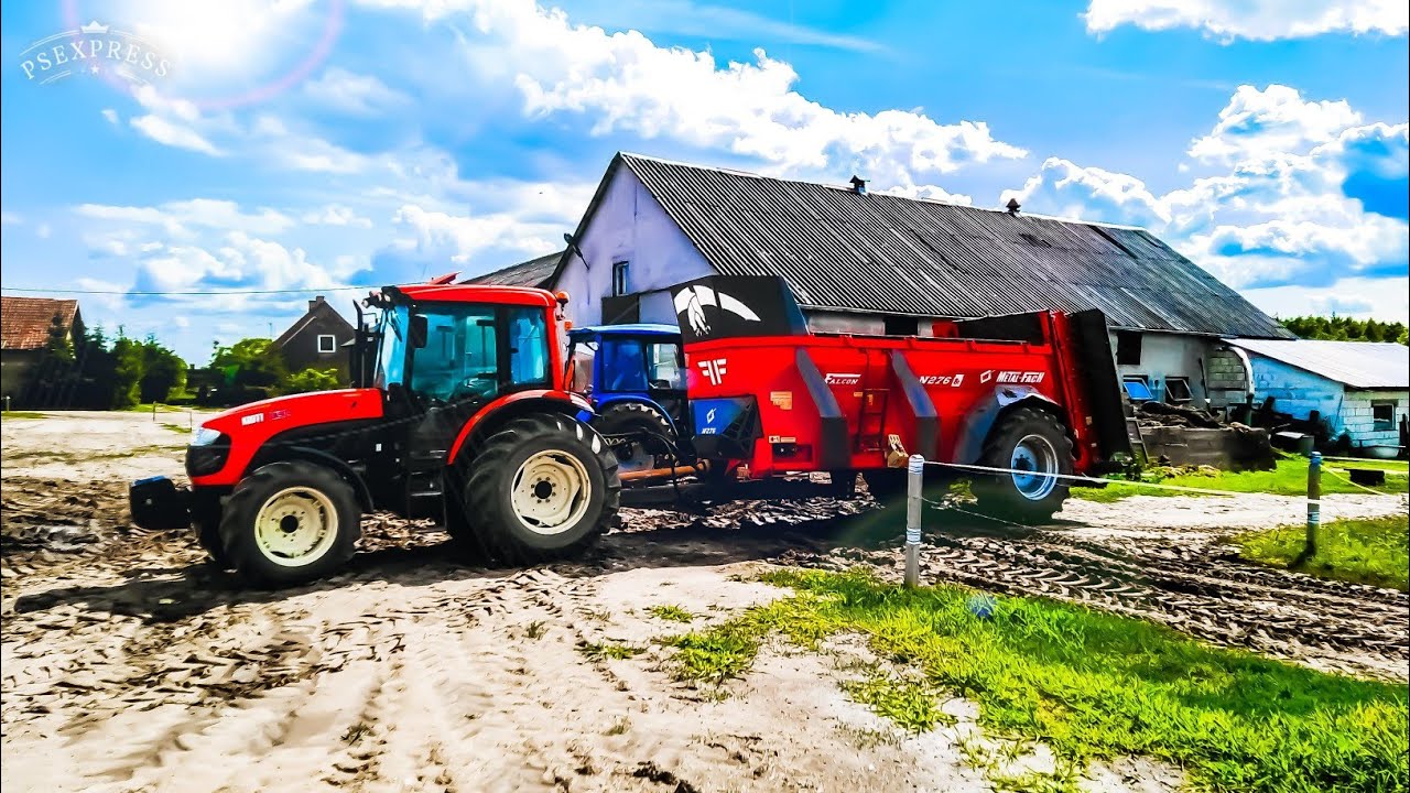 Chałdowanie obornika rozrzutnikiem Metal Fach N267 Falcon