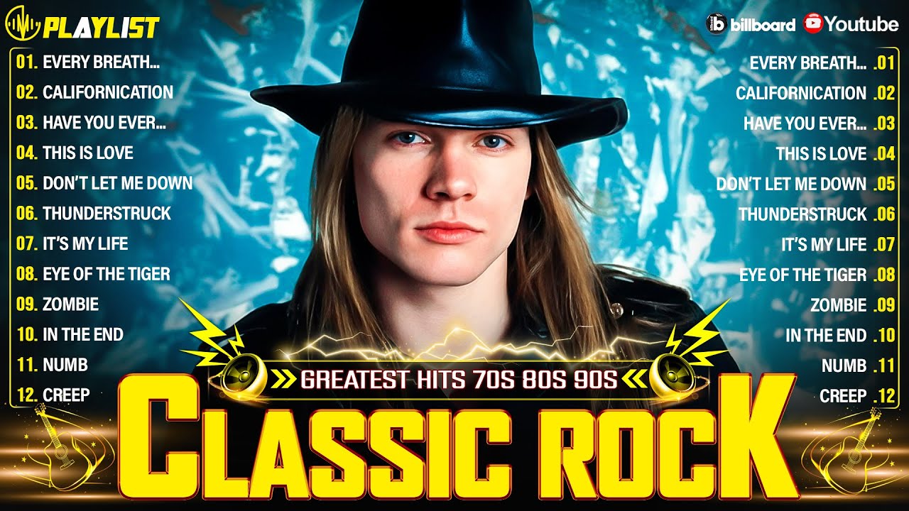 Top 500 Classic Rock Songs 70s 80s 90s ⚡ Guns N' Roses, Queen, Metallica, ACDC, Aerosmith, Bon Jovi