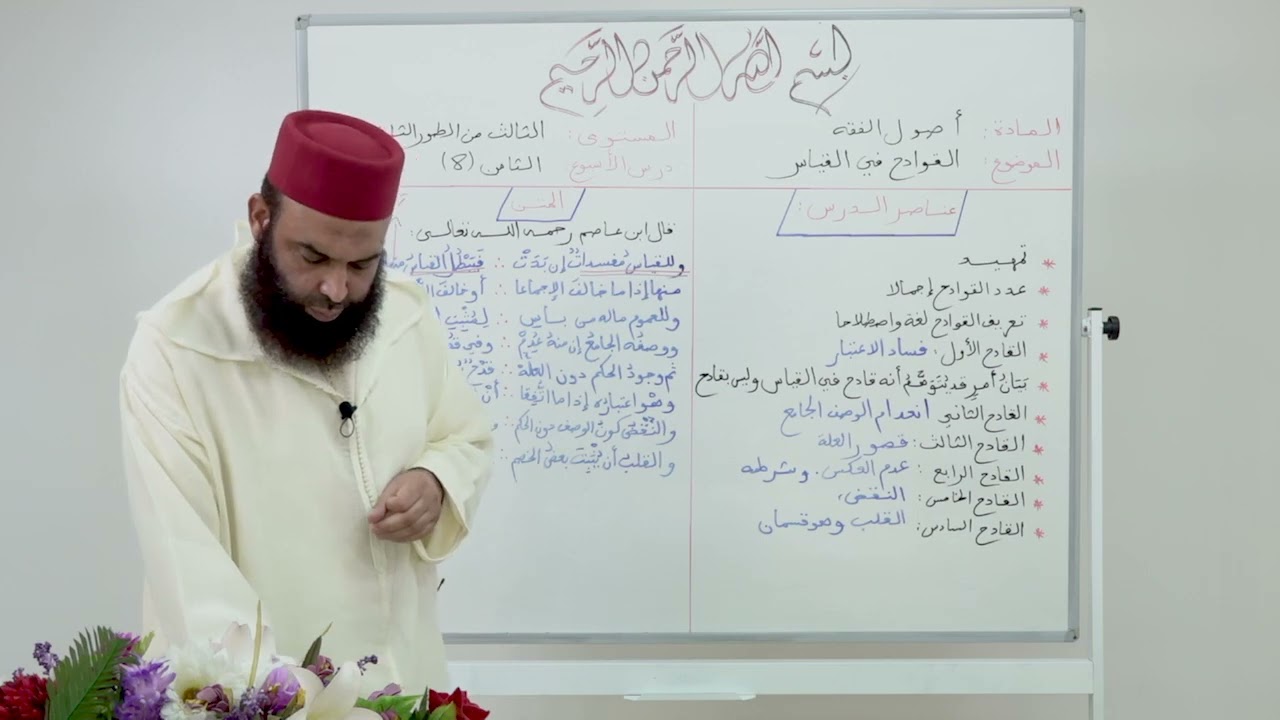 الأسبوع 8 : شرح مرتقى الوصول : قوادح القياس  / مادة أصول الفقه الثالثة ثانوي عتيق.