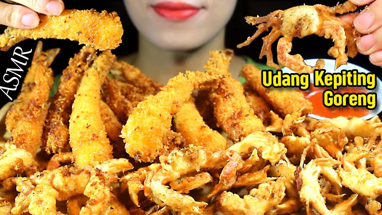 KEPITING, UDANG GORENG || Fried Baby Soft Shell Crabs, Shrimp * ASMR EXTREME CRUNCH