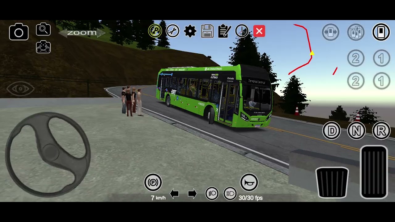 Descendo um serra de ônibus elétrico 