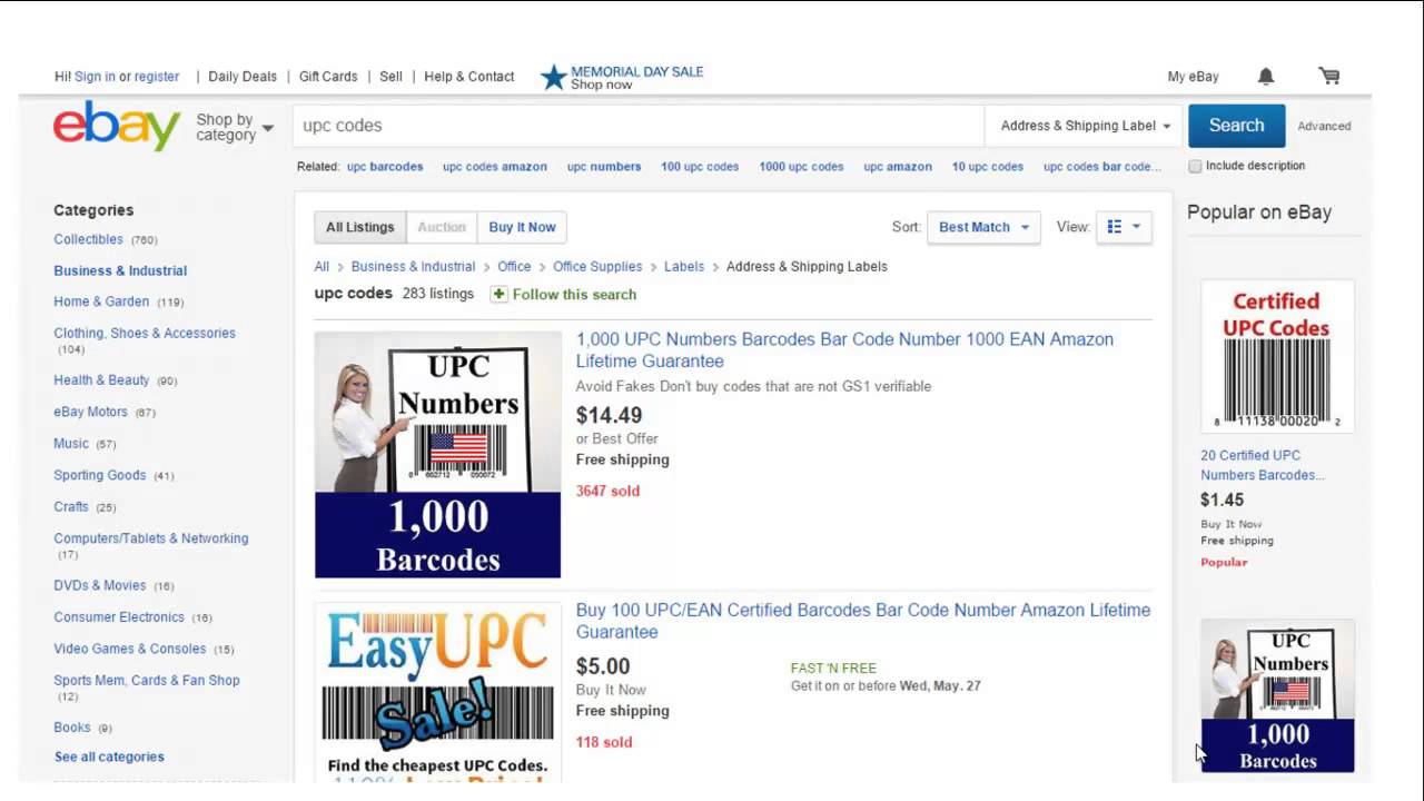 Buying UPC codes for Amazon FBA Listing