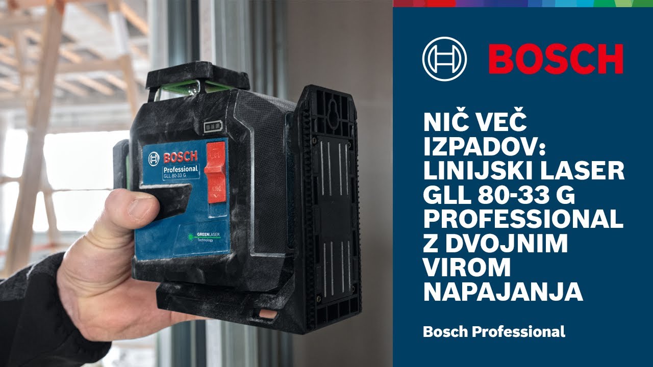 GLL 80-33 G Professional linijski laser sa dvostrukim napajanjem i IP65 zaštitom