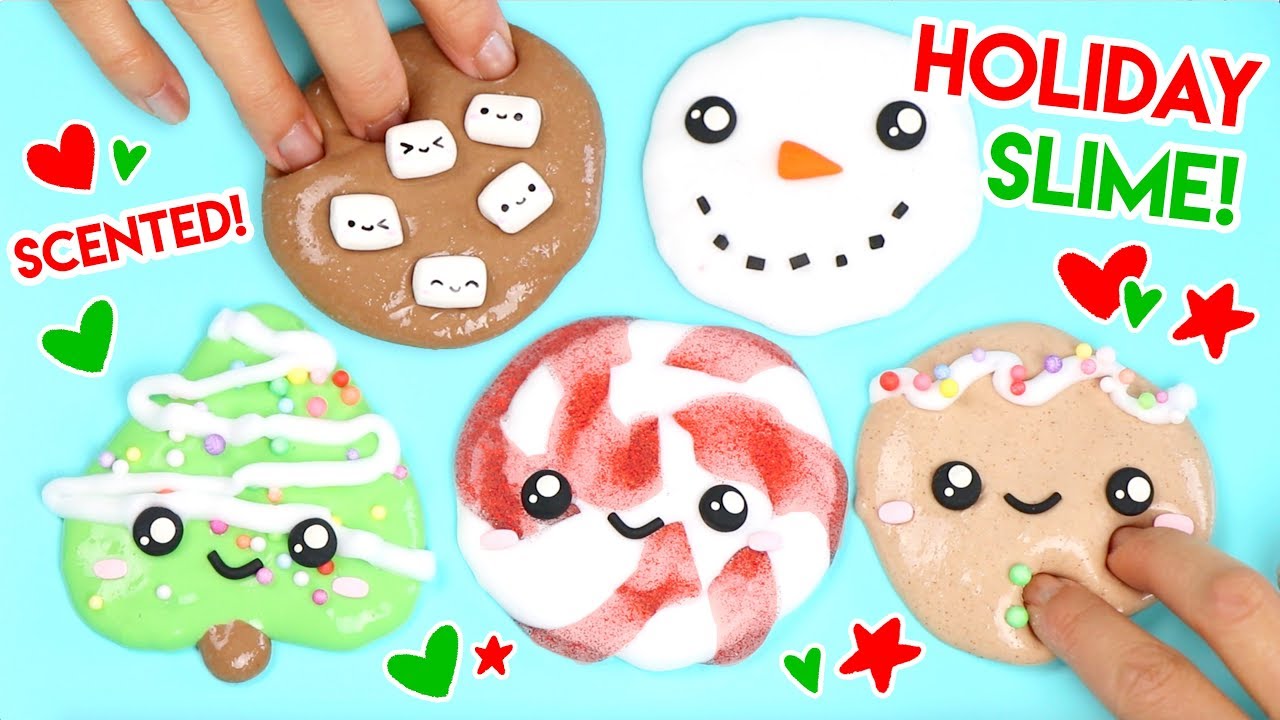 How to Make FIVE Kawaii Holiday Slimes! 🎄🎁