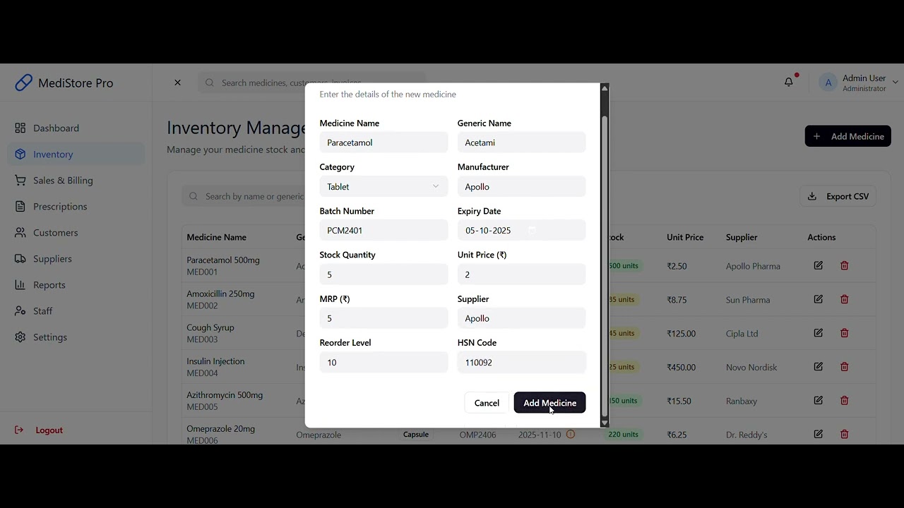 💊 Medical Store Management System | Pharmacy Inventory & Billing