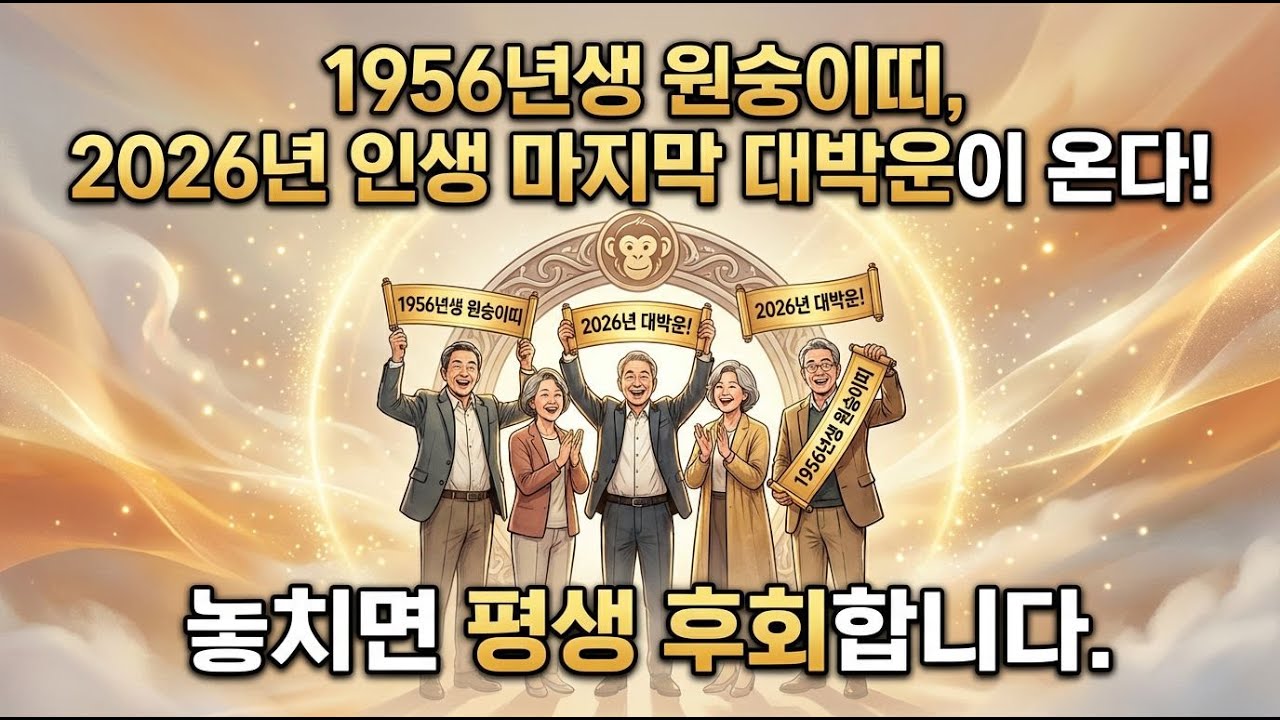 1956년생 원숭이띠 2026년 대전환! 남자는 재물, 여자는 자유를 얻습니다 #운세 #사주팔자 #1956년생 #2026년운세 #행복한노후
