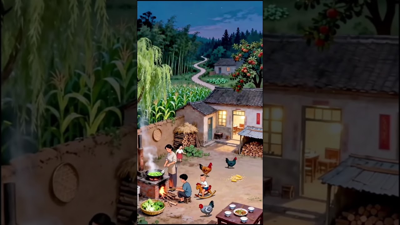 Peaceful Village Evening | Nostalgic Childhood Memories | Serene Countryside Life Animation 🌾🏡