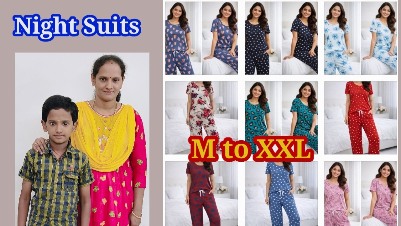 Premium quality Night Suit Collections, Night dress, M,L, XL, XXL Sizes available, Knitted Cotton