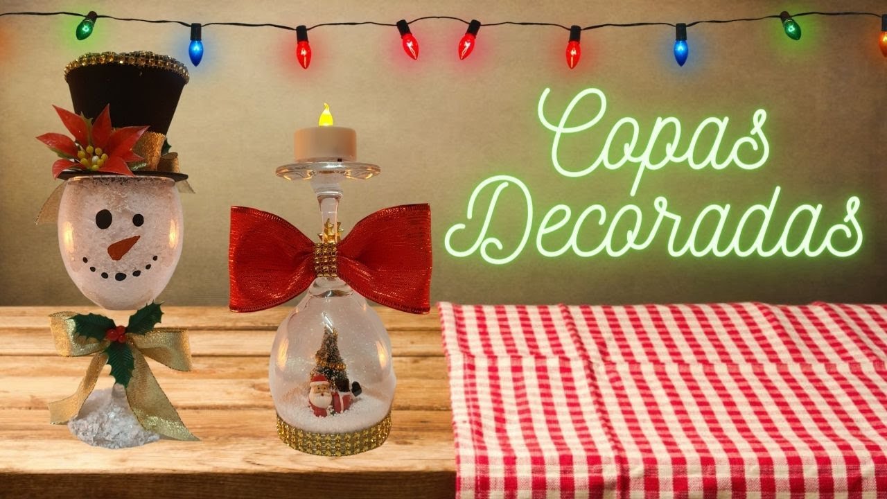 MANUALIDADES NAVIDEÑAS. RECICLAR COPAS Y DECORAR PARA NAVIDAD.DIY. RECICLED.