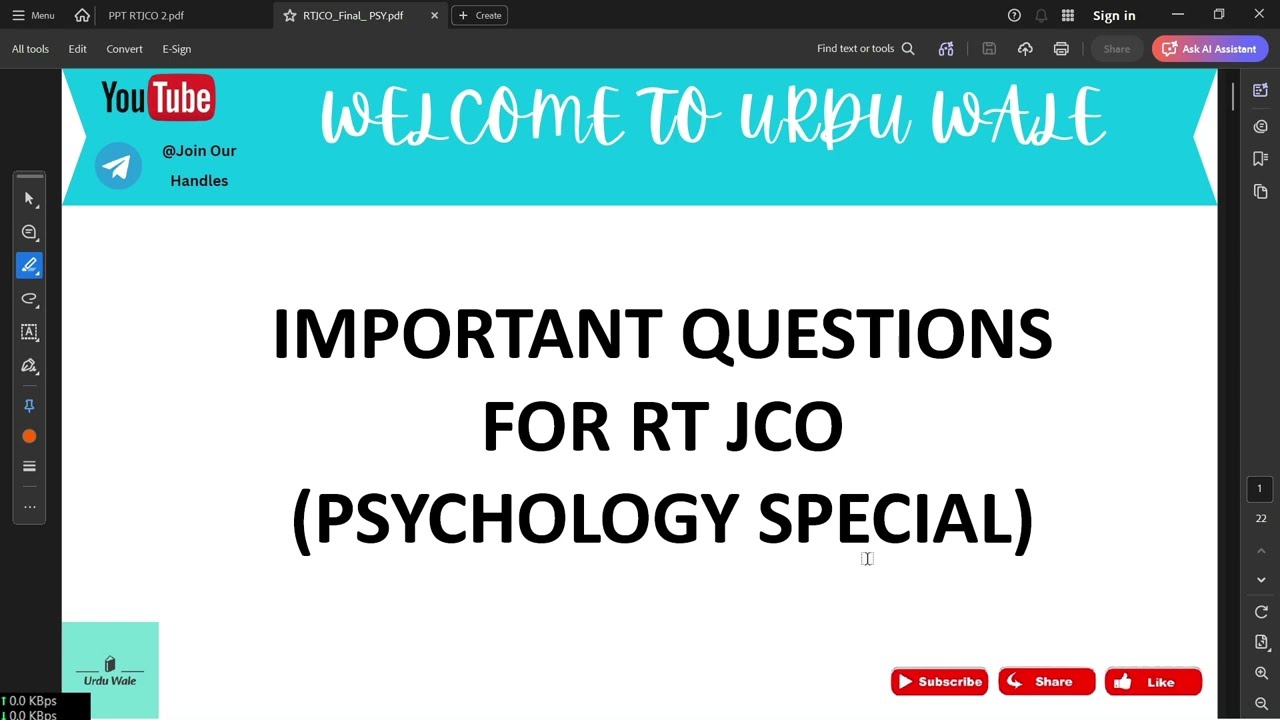 Indian Army RT JCO Paper 1 Psychology Questions | RT JCO Preparation