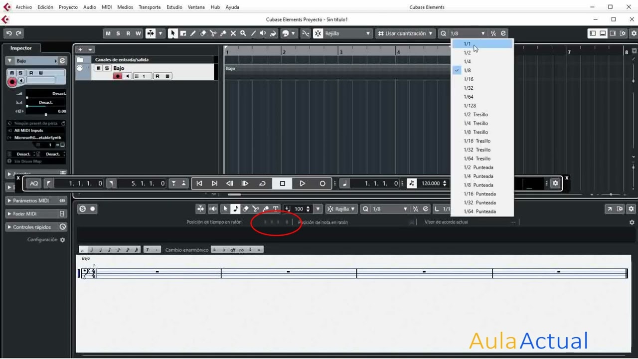 Cubase Elements 10 - Crear pista y parte midi - Asignar instrumento - Seleccionar clave y tonalidad