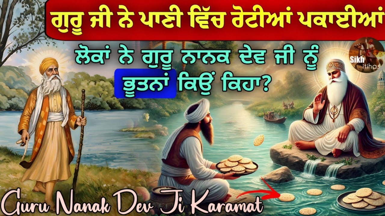 ਜਦੋਂ ਗੁਰੂ ਨਾਨਕ ਦੇਵ ਜੀ ਨੇ ਪਾਣੀ ਵਿੱਚ ਰੋਟੀਆਂ ਪਕਾਈਆਂ || ਲੋਕਾਂ ਨੇ ਗੁਰੂ ਜੀ ਨੂੰ ਭੂਤ ਕਿਉਂ ਕਿਹਾ? || Karamat