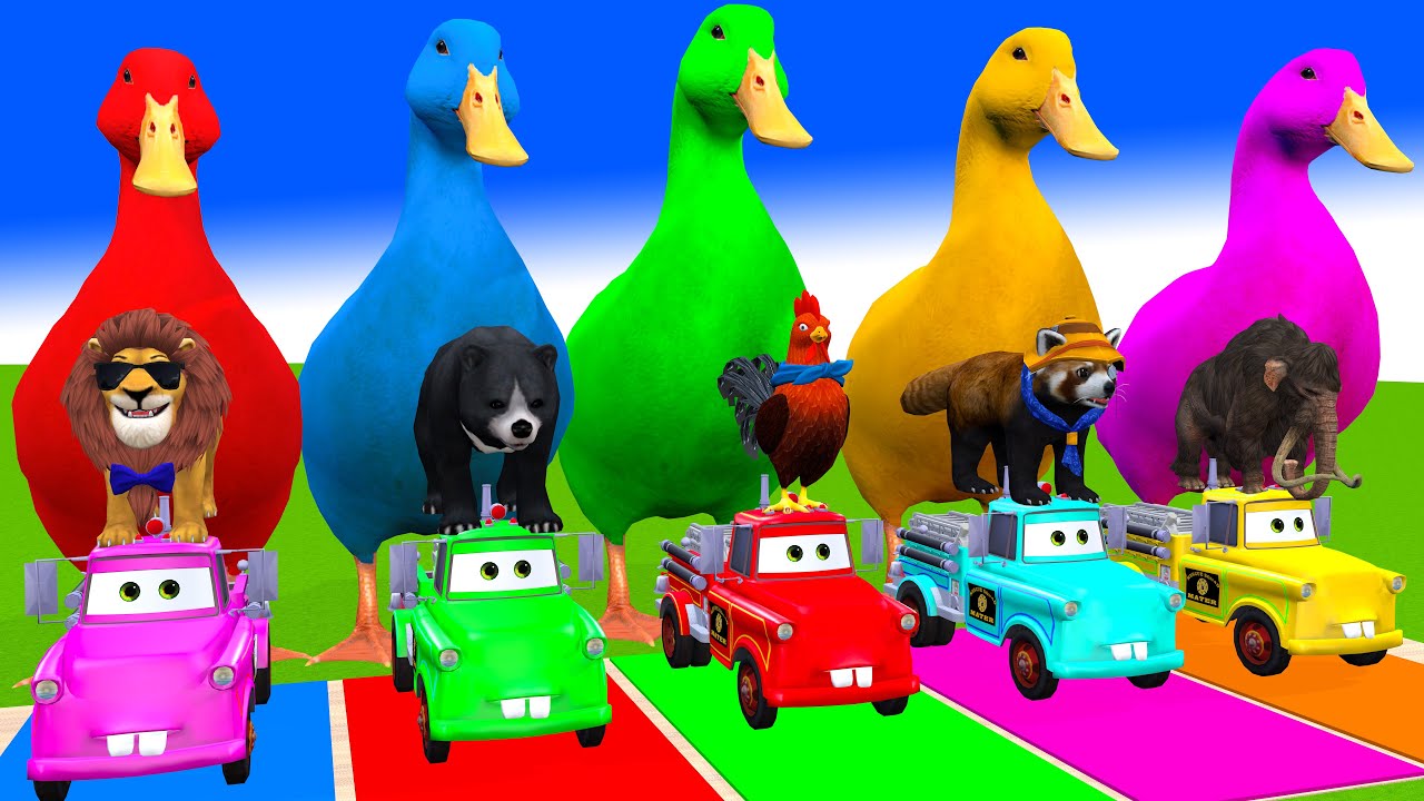 Long Slide Game with Cow Elephant Gorilla Hippopotamus Tiger 3d Animal Game Funny 3d Animals