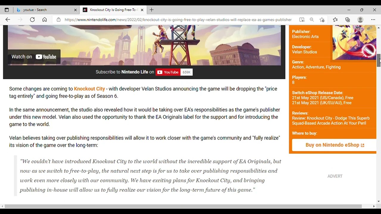 Knockout City Is Going Free To Play, Velan Studios Will Replace EA As Game's Publisher