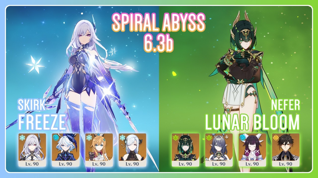 C0 Skirk Freeze & C0 Nefer Lunar Bloom | NEW Spiral Abyss 6.3b | Genshin Impact